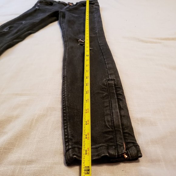 ZARA Skinny Jeans, Black Distressed Ankle Zip, 2 - Picture 11 of 14